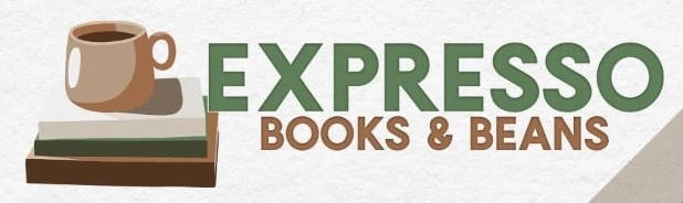 Expresso Books & Beans Logo - Coffee cup on stacked books